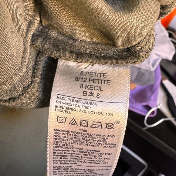 GAP 8P Petite Khaki Pants 82%Cotton/18%Lyocell Olive Green - Picture 8 of 8